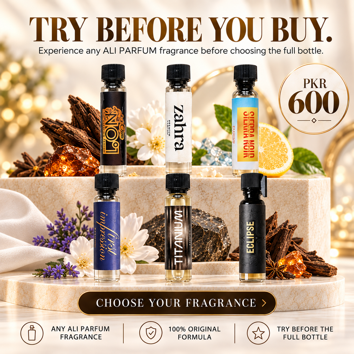 ALI PARFUM 1ml Power Sampler – Try Any Fragrance Before You Buy